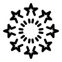 negro y blanco ilustración de estrellas arreglado en un circular patrón, adecuado para íconos y decoraciones vector