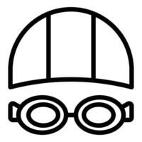 Retro swimming cap and goggles icon vector