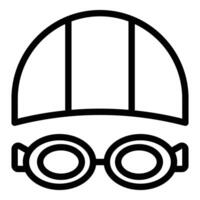 Retro swimming cap and goggles icon vector