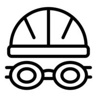 Construction safety helmet and glasses icon vector