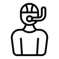 Line art icon of a worker with a safety helmet and visor vector