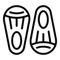 Black and white line art illustration of flip flops vector