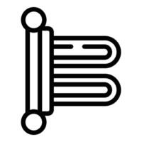 Black and white line art of towel warmer icon vector