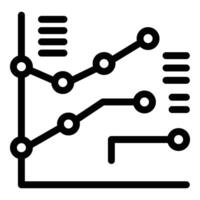 Simplified black outline of a line graph chart icon on a white background, depicting data analysis vector