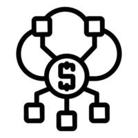 Monochrome icon of financial network diagram vector