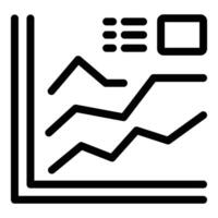 Black and white icon depicting a line graph with data points, suitable for business presentations vector