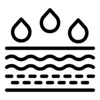 Black and white icon illustrating water resistance with droplets and wavy lines vector