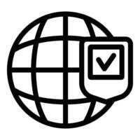 Globe with check mark icon vector