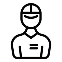 Black line icon of a worker with a uniform and cap vector