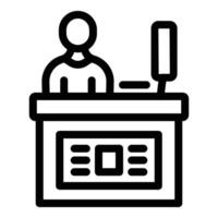 Cartoon illustration of person at podium with microphone vector