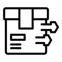 Black and white outline of a package delivery icon vector