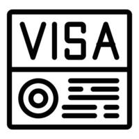 Black and white line art of a visa sticker icon for passports or travelrelated documents vector