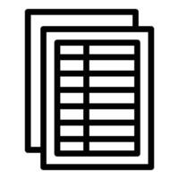 Black and white line art of paper documents icon vector