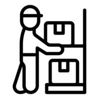 Minimalistic icon showing a person delivering packages, ideal for logistics use vector