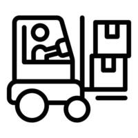 Simple black line illustration of a forklift carrying boxes, suitable for various design uses vector