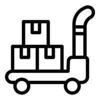 Hand truck with cardboard boxes icon vector