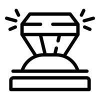 Black and white line art of a radiant diamond on a stand, suitable for various designs vector