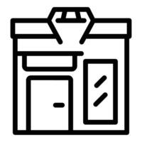 Black and white line art drawing of a storefront vector