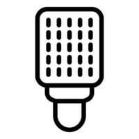Simple black outline of a microphone icon on a white background vector