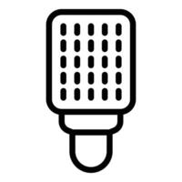 Simple black outline of a microphone icon on a white background vector