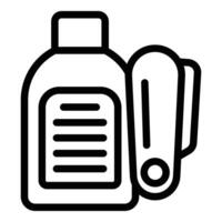 Cleaning supplies icon with bottle and brush vector