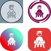 Unique Studying on Desk Icon Design vector