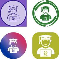 Unique Student Holding Degree Icon Design vector