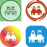 Unique Students Sitting Icon Design vector