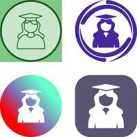 Unique Female Graduate Icon Design vector