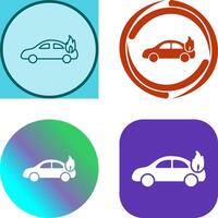 Unique Car on Fire Icon Design vector