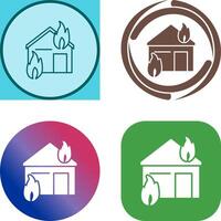 Unique Fire Consuming House Icon Design vector