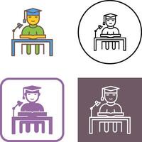 Unique Studying on Desk Icon Design vector