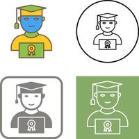 Unique Student Holding Degree Icon Design vector
