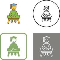 Unique Studying on Desk Icon Design vector