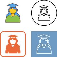 Unique Female Graduate Icon Design vector