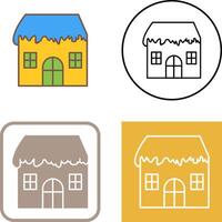 Unique House with Snow Icon Design vector