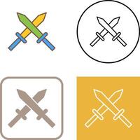 Unique Two Swords Icon Design vector