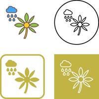 flor con lluvia icono diseño vector