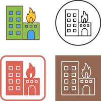 Unique Burning Building Icon Design vector