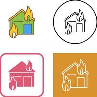 Unique Fire Consuming House Icon Design vector
