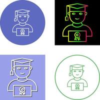 Unique Student Holding Degree Icon Design vector