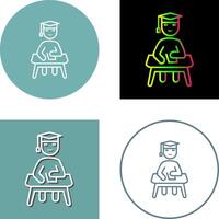 Unique Studying on Desk Icon Design vector