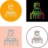 Unique Studying on Desk Icon Design vector