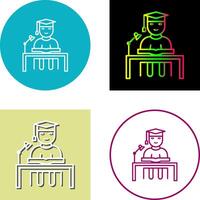 Unique Studying on Desk Icon Design vector