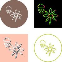 Flower with rain Icon Design vector