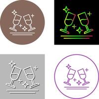 Two Glasses Romantic Icon Design vector