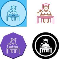 Unique Studying on Desk Icon Design vector