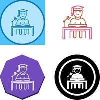 Unique Studying on Desk Icon Design vector