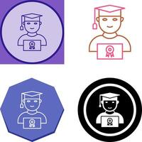 Unique Student Holding Degree Icon Design vector