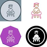 Unique Studying on Desk Icon Design vector